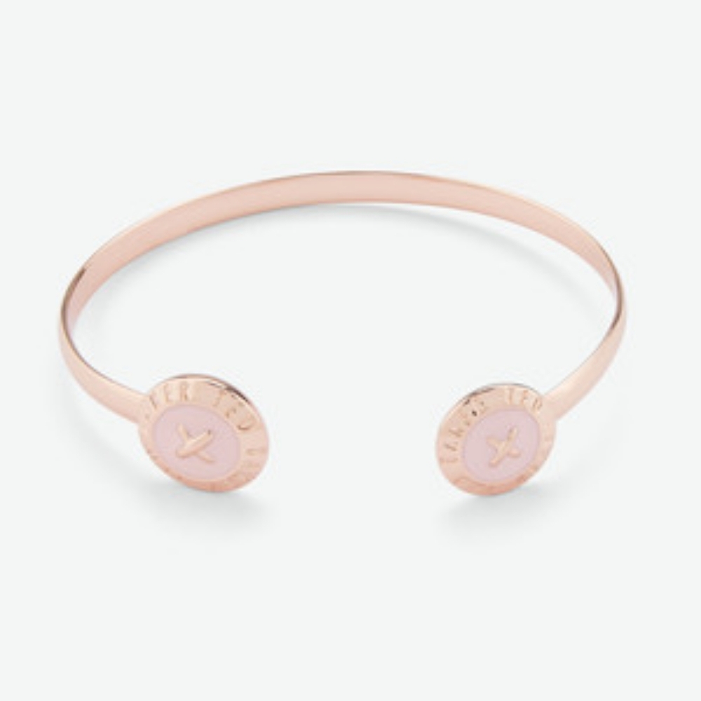 Ted Baker Eida ROSE GOLD Finish LIGHT PINK Enamel Double Button Cuff
